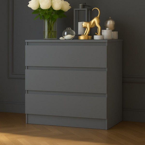 Комод Мальм 3 ящика графит (Ориноко) в Луганске, ЛНР